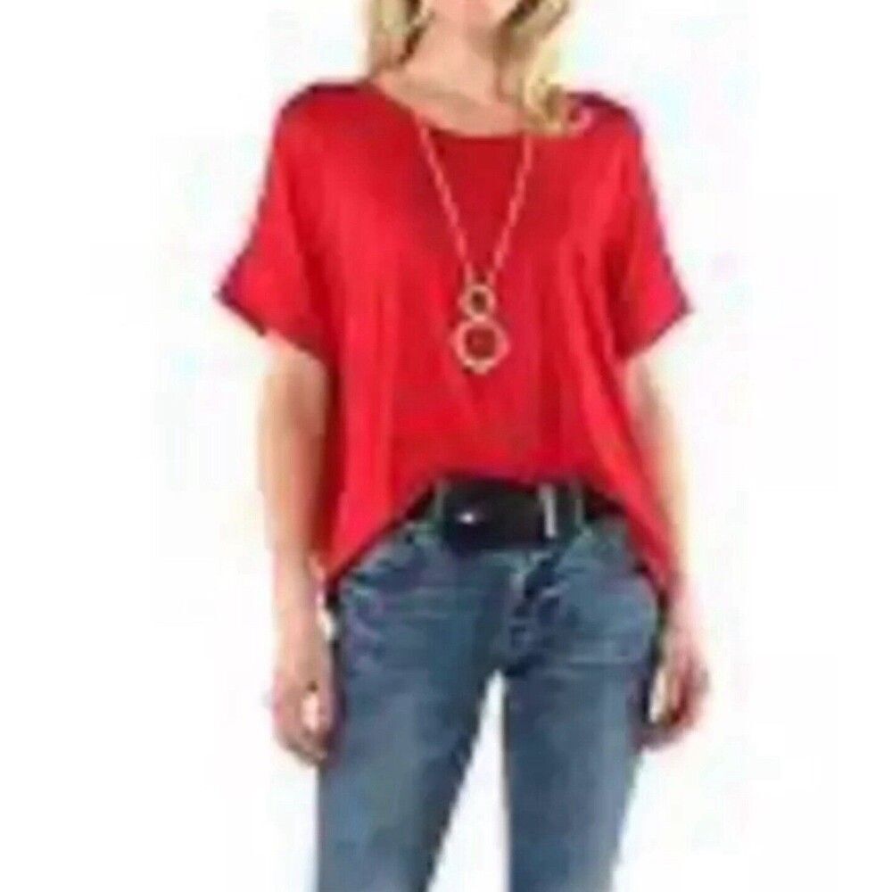 CAbi Vibrant Red Short Sleeve Tee